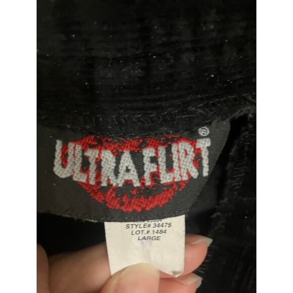 Y2K Ultra Flirt Capris Corduroy Women's L Black Wide Leg Mid Rise Office Siren - Picture 2 of 8